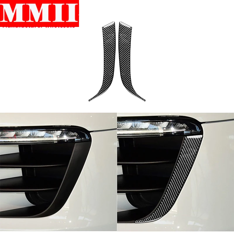 

For Porsche Macan 2014-2018 Front Headlight Eyebrow Trim Strips Exterior Modified Carbon Fiber Stickers Car Styling Accessories