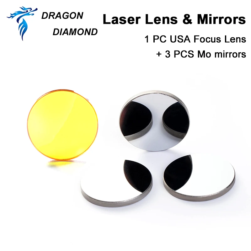 K40 Series USA Focus Lens Laser Engraver Dia.12/18/20mm FL.50.8mm + 3PCS Mo Mirrors 20mm For 3020 Co2 Laser Engraving Machine