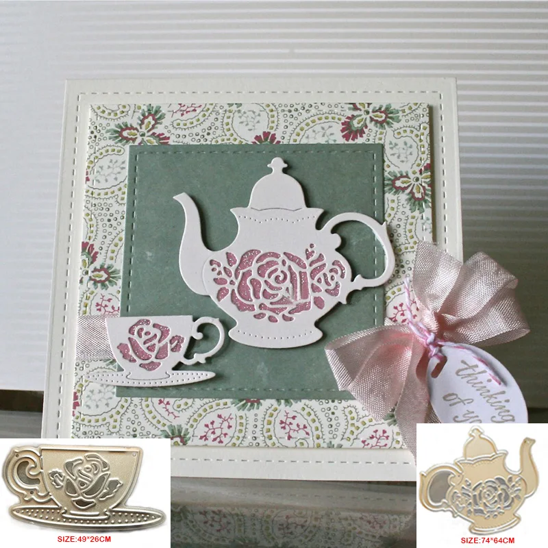 2024 New Cup and Teapot Metal Cutting Dies For DIY Making Greeting Card Background Paper Scrapbook Album No Clear Stamps Set