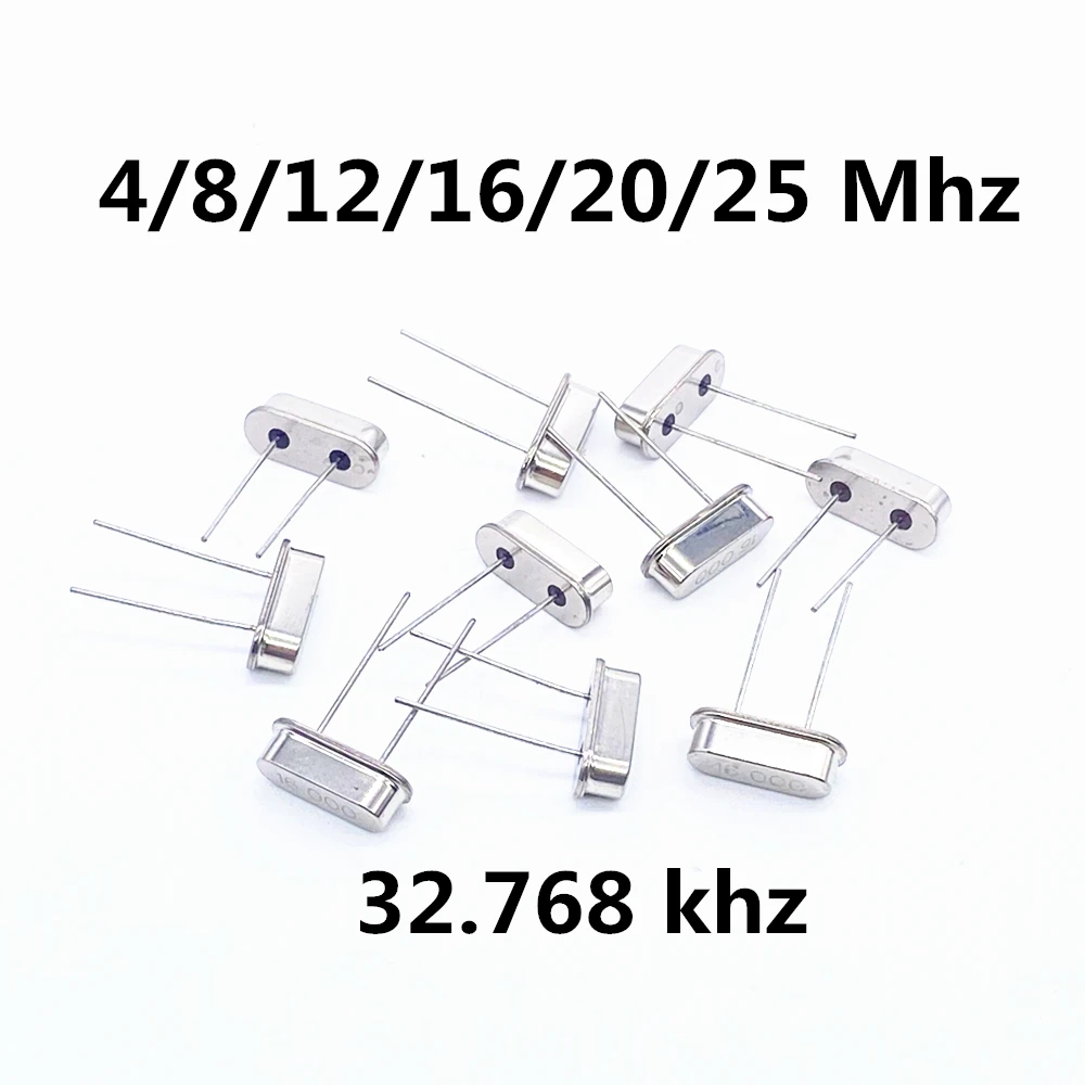 10pcs HC49S 4mhz 8mhz 12mhz 16mhz 20mhz 25mhz 32.786 khz 8.000M DIP quartz resonator Crystal Oscillator HC-49S 16M 25M 12M 20M