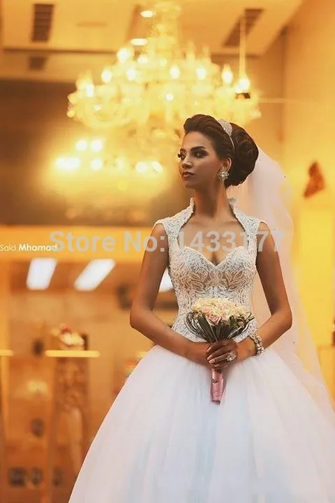 فستان Schatz Saudi Arabisch Backless Winter Appliques Perlen Mieder Sheer Ballkleid Tüll Brautkleider Bespoke Hochzeit Kleider