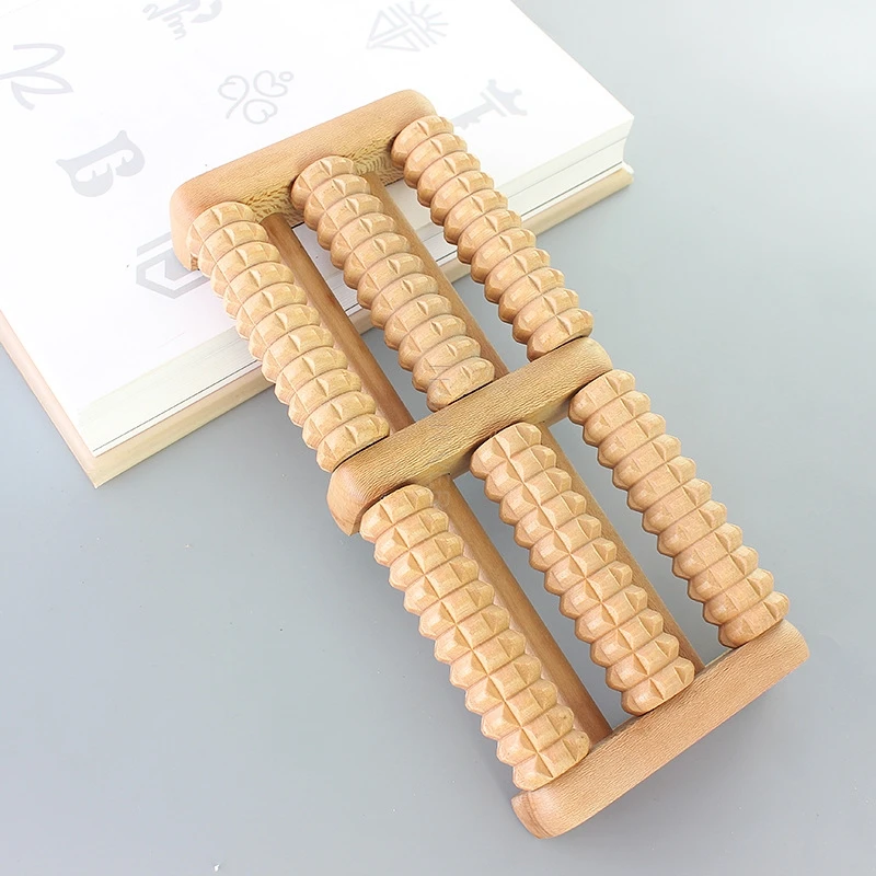 Wooden Foot Massage Roller Big Five-row Wooden Foot Massager Stimulating Acup oint Feet Plantar Fascitis Roller Reflexology