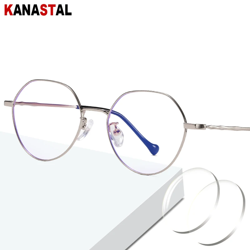 Women Blue Light Blocking Glasses Men Prescription Optical Glasses Literary Metal Frame Eyewear Computer Gaming Eyeglasses