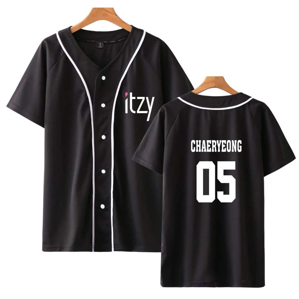 K POP K-POP KPOP ITZY Album Short Sleeve Baseball T Shirt Women Men YUNA RYUJIN CHAERYEONG LIA YEJI Hip Hop Baseball Uniform