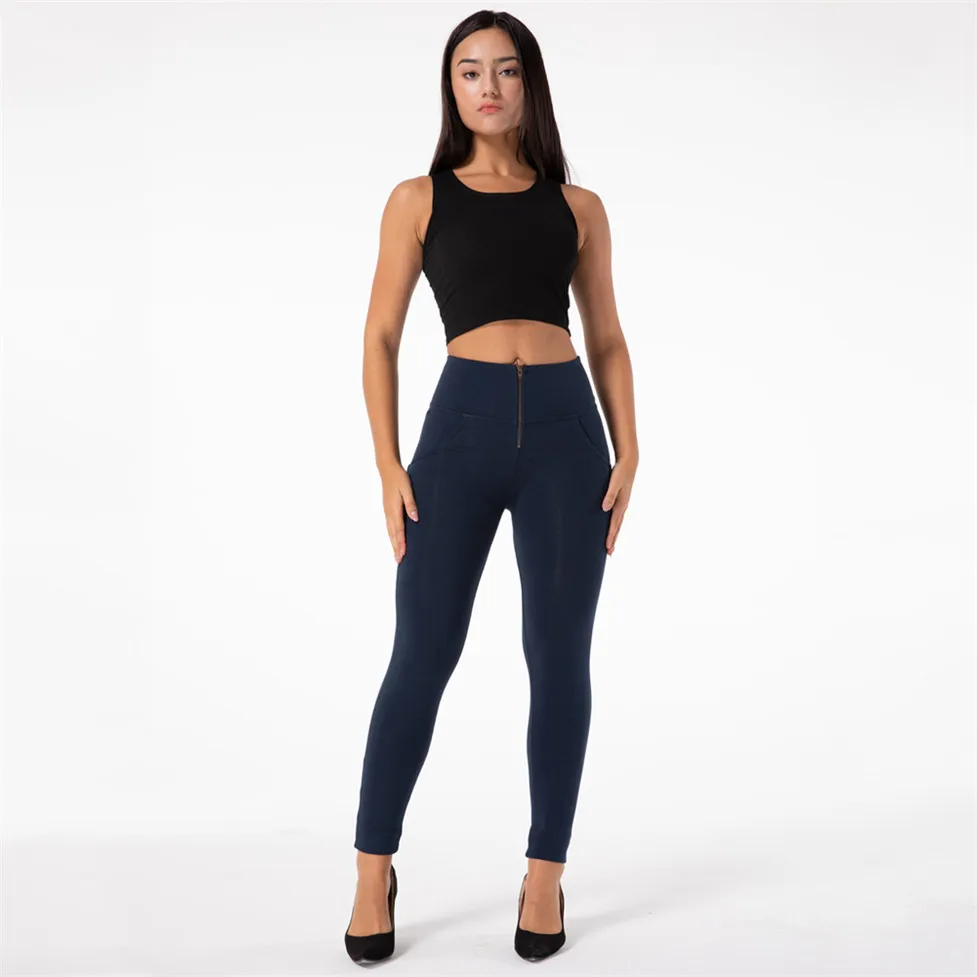 Shascullfites-High Waisted Tight Leggings Stretchable Legging Slimming Body Shaper Navy Blue Four Ways Stretchable