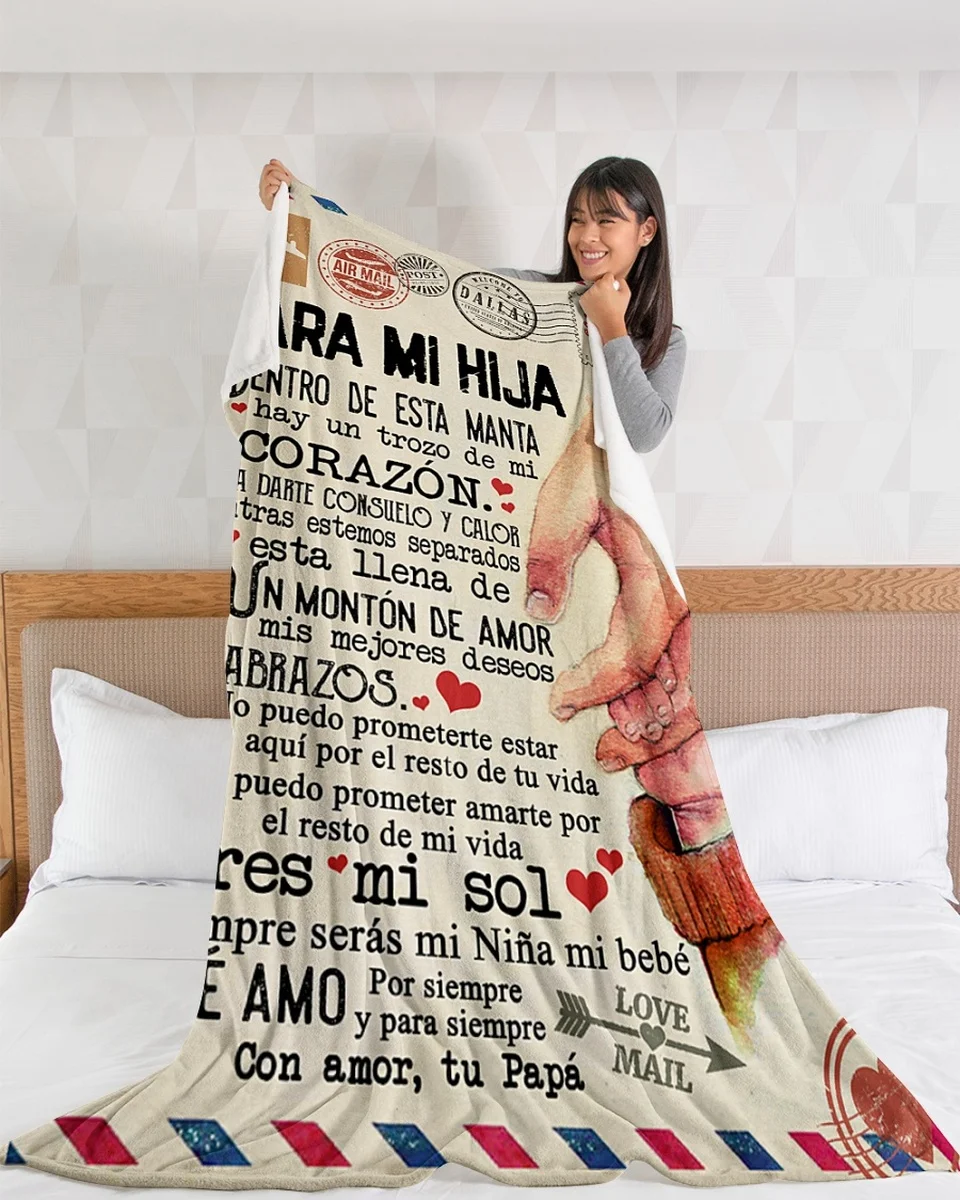 PARA MI HIJA CON AMOR TU PAPA| Comfortable high-quality fleece Sherpa woven blanket