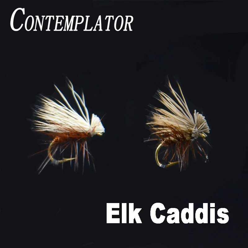 6 sztuk 14 # brązowy/Tan ełk włosów Caddis fly fishing suche muchy 2style dorosłych caddisflies/stoneflies przynęty uderzające steelhead grayling