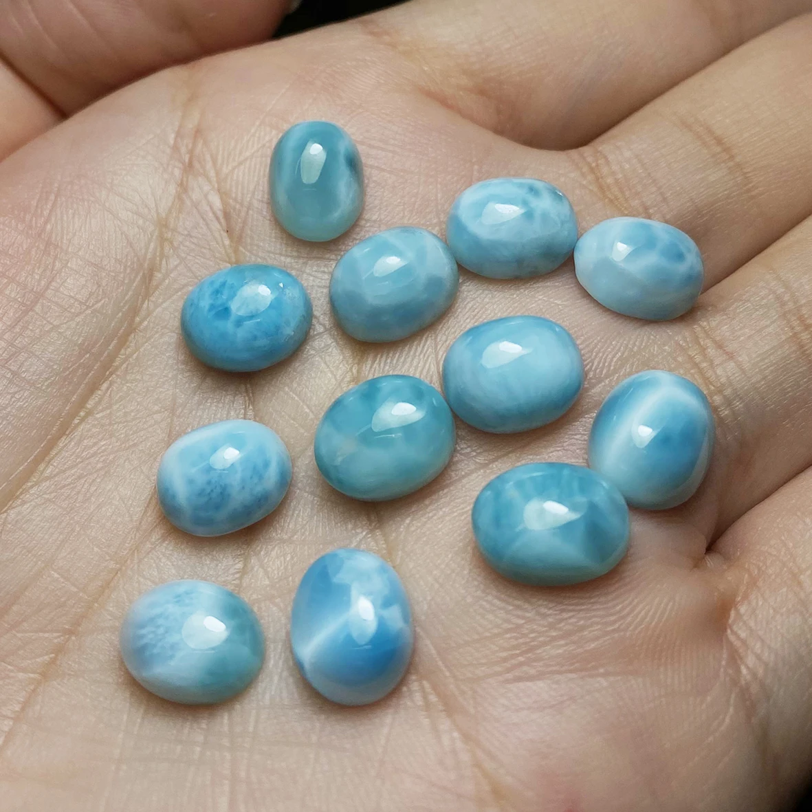 Larimar naturel ovale en vrac, bleu océan, 8x10mm, vente en gros