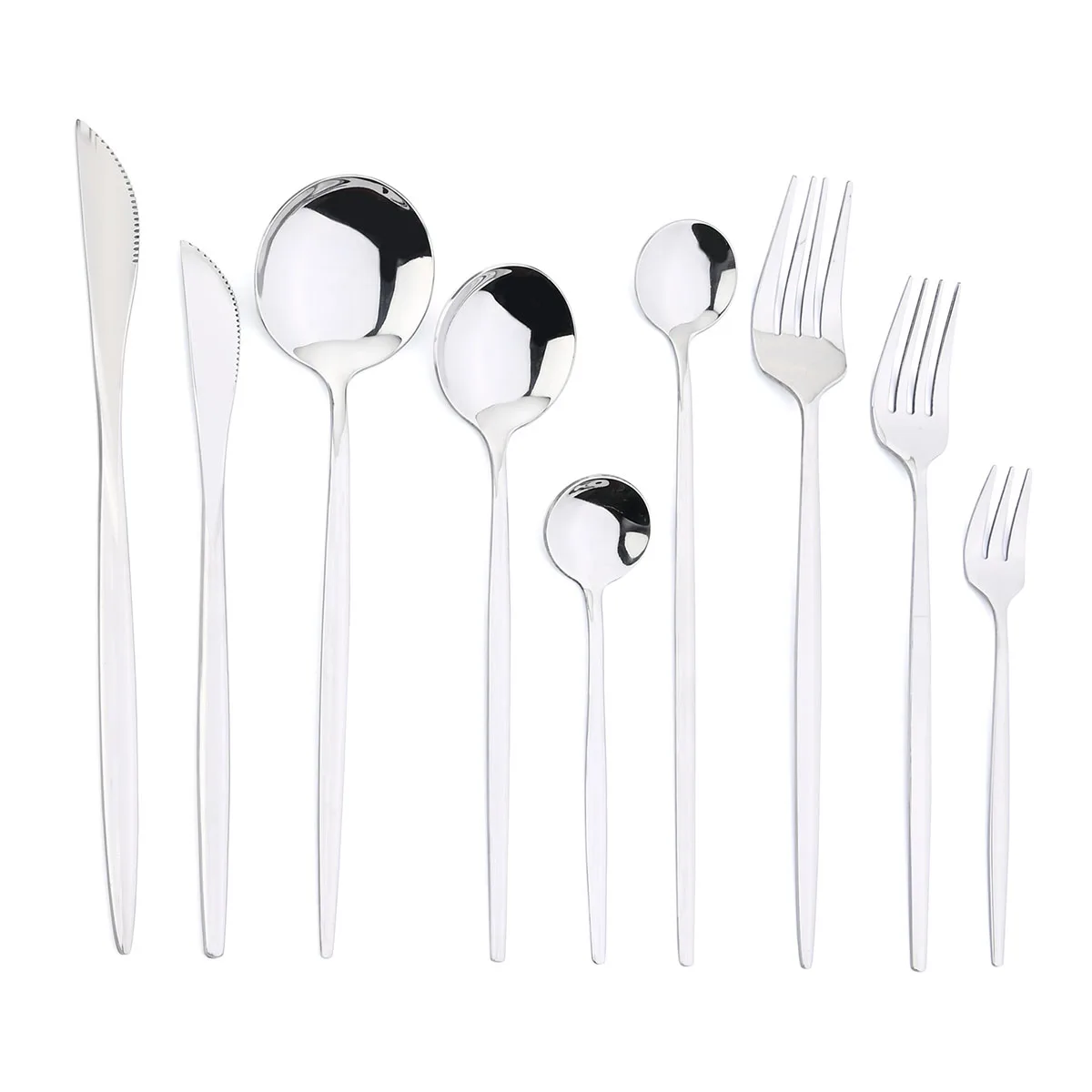 Mirror Silver Cutlery Set Kitchen Dinnerware Set Restaurant Flatware Western Tableware Steak Knife Fork Spoon Dessert Silverware