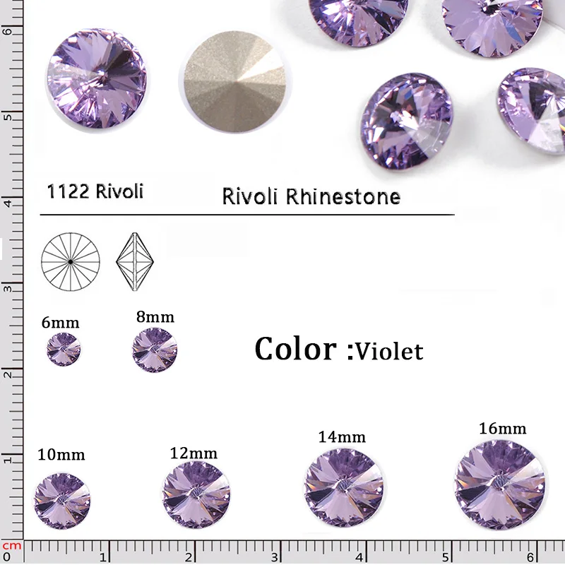 YANRUO 1122 Rivoli Violet Top Fancy Rhinestone Nail On Rhinestones Bling Stones Crystals Appliques For Nails Jewelry Beds Art