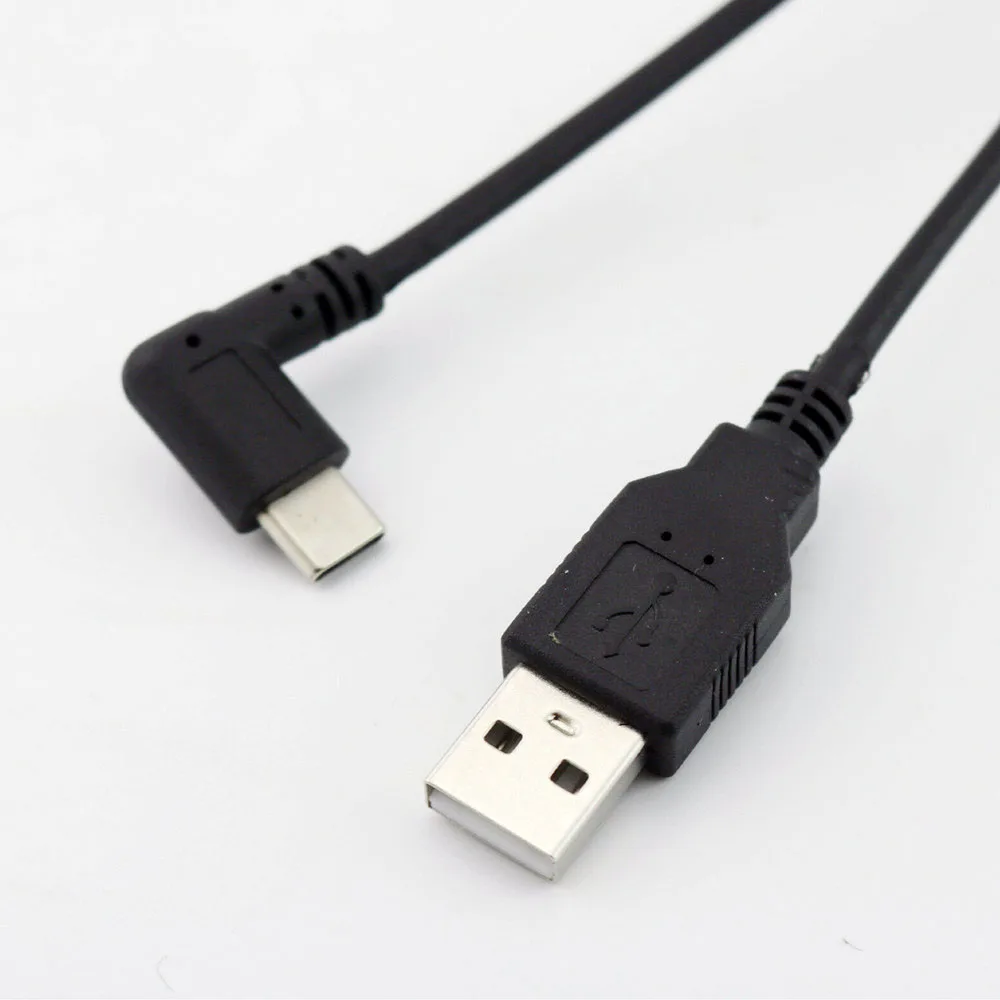 1pc 1.5M USB 2.0 A Male to USB 3.1 Type C Right Angle Male Charging Spiral Coiled Connector Cable Black