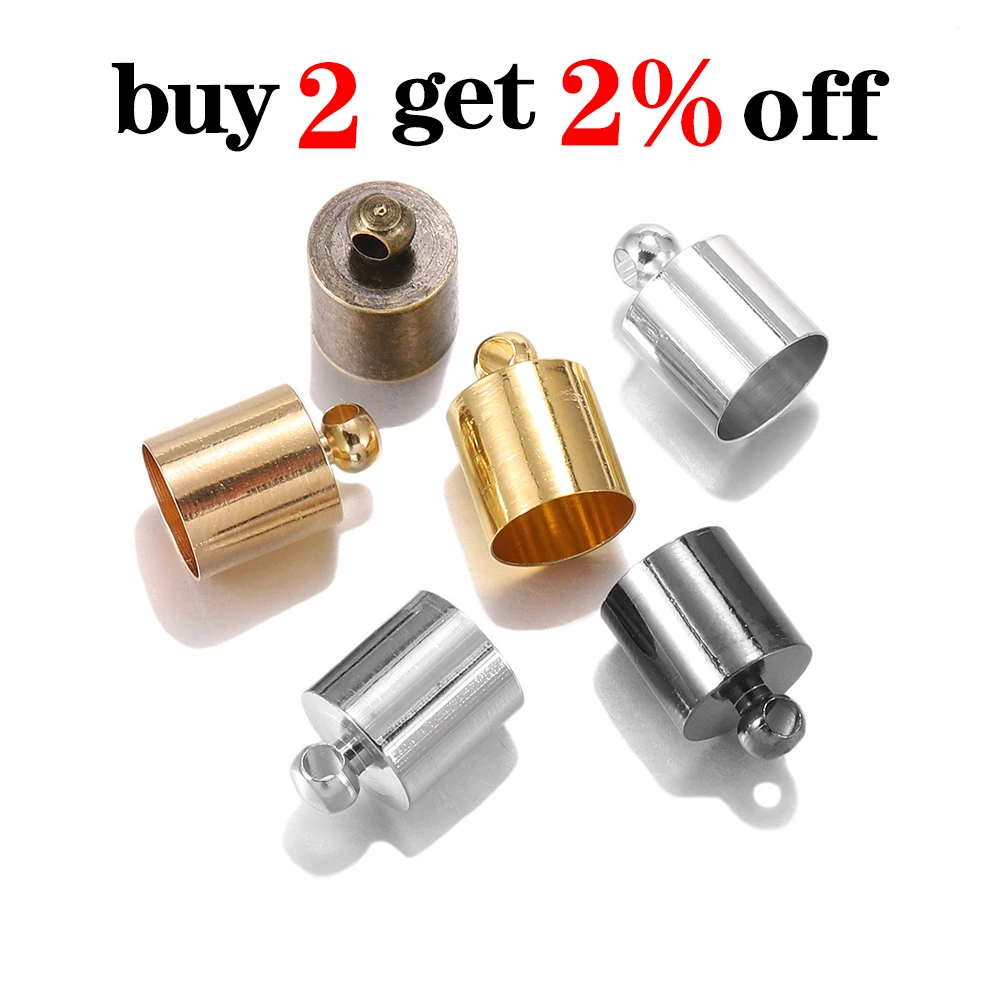 Tapón de punta para borlas de cuero, accesorio para manualidades, suministros de fabricación de joyas, 3, 4, 5, 6, 7, 8, 9, 10mm, 20-50 unids/lote