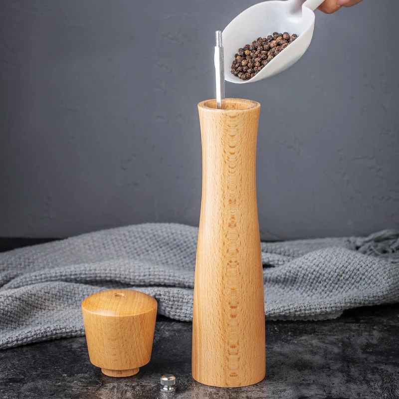 2 Size Large Bamboo Wooden Pepper Mill Salt Grinder Professional Pepper Mill 8\