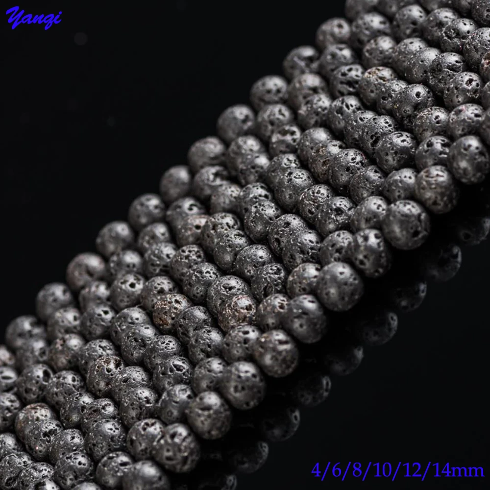 Black loose beads DIY Jewelry Making Round Natural Stone Lava Beads Volcanic Lava Beads for Jewelry Making 4-14mm Wholesale bead