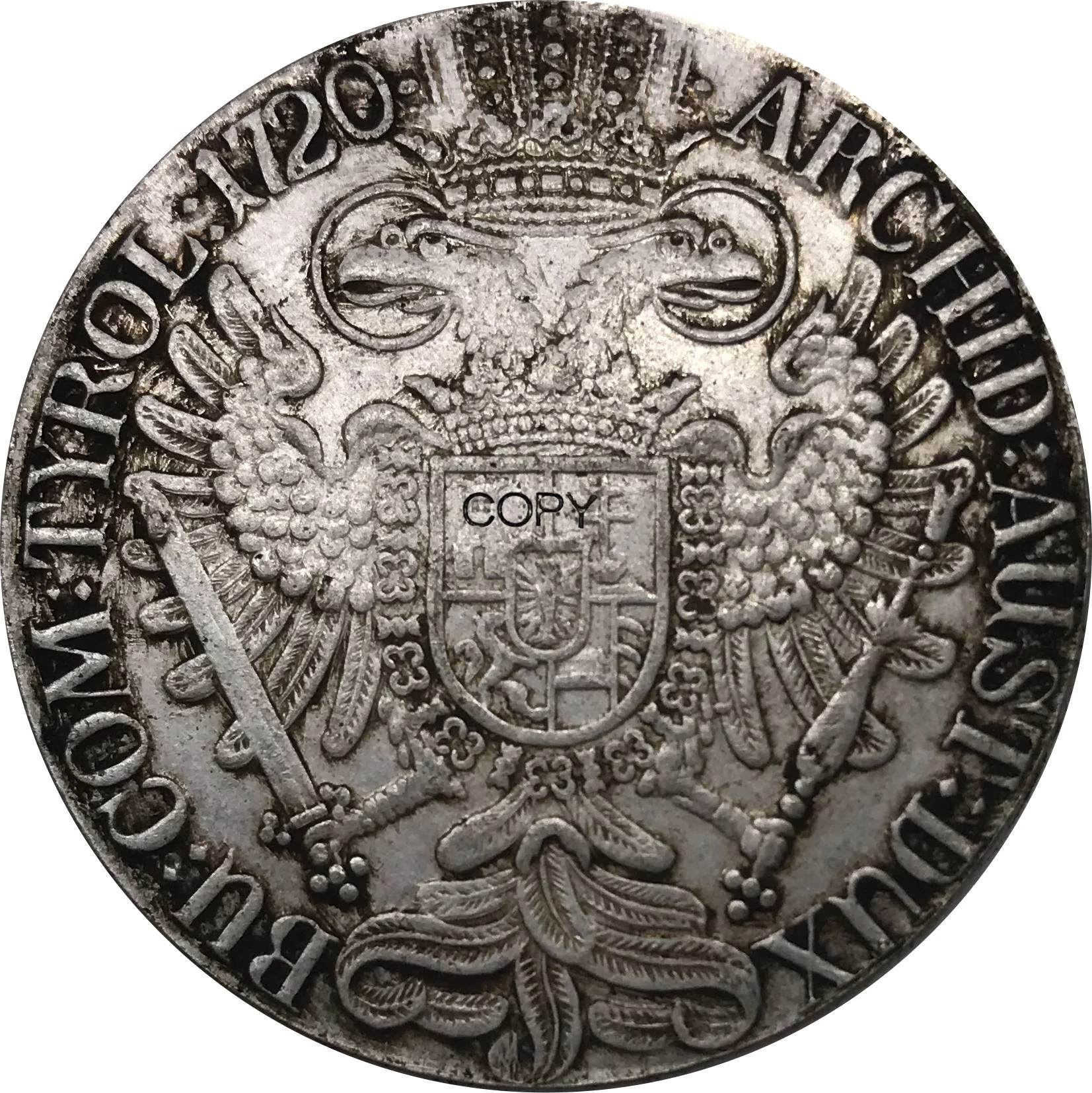 

1720 Coin Austria Charles VI Holy Roman Emperor 1 Thaler Metal Cupronickel Plated Silver Carved Casting Replica Souvenir Coins