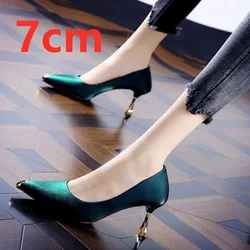 Cresfimix Vrouwen Mode Zoete Groene Pu Lederen Stiletto Hakken Voor Office Lady Zwart Zomer Hoge Hak Schoenen Zapatos Dama A6047