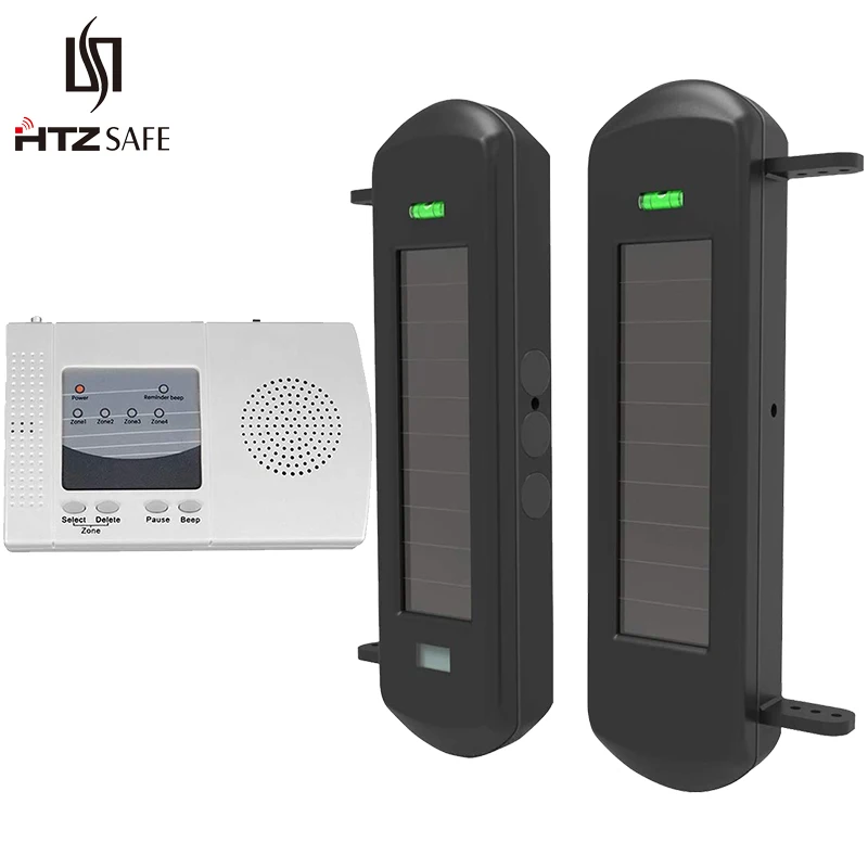 HTZSAFE Solar czujnik wiązki podjazd System alarmowy-800 metrów zasięg bezprzewodowy-100 metrów zakres czujników-DIY bezpieczeństwo w domu alarmy