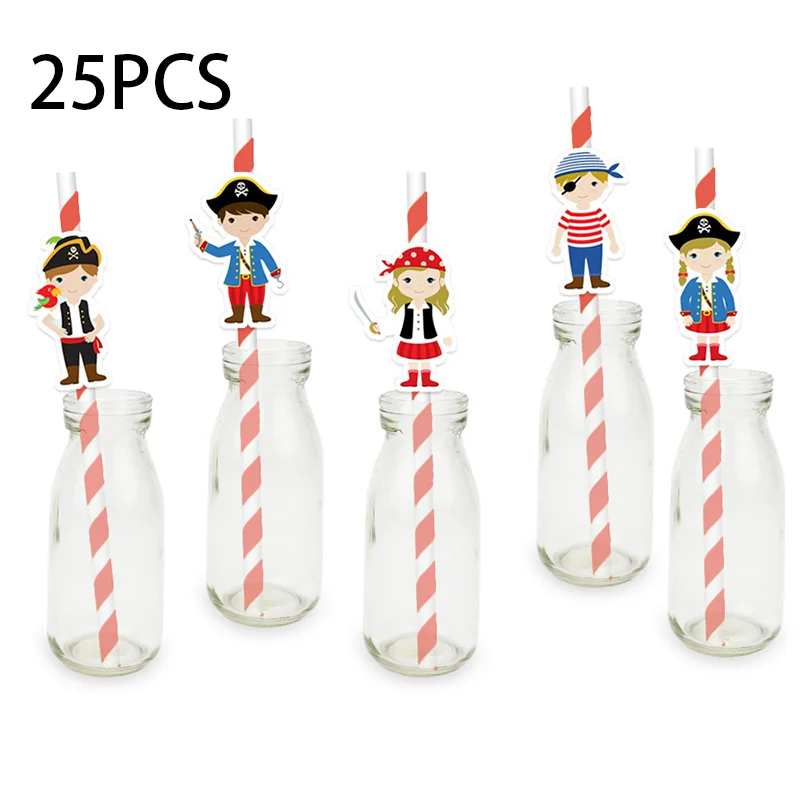 Pirate Party Supplies Pirate Ship Straws Invitations Hanging Decor Favor Boxes Favor Bags Paper Cups Cake Topper Kids Birthday