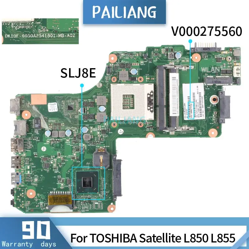 V000275560 For TOSHIBA Satellite L850 L855 Mainboard 6050A2541801-MB-A02 SLJ8E HM75 Laptop motherboard DDR3 tested OK