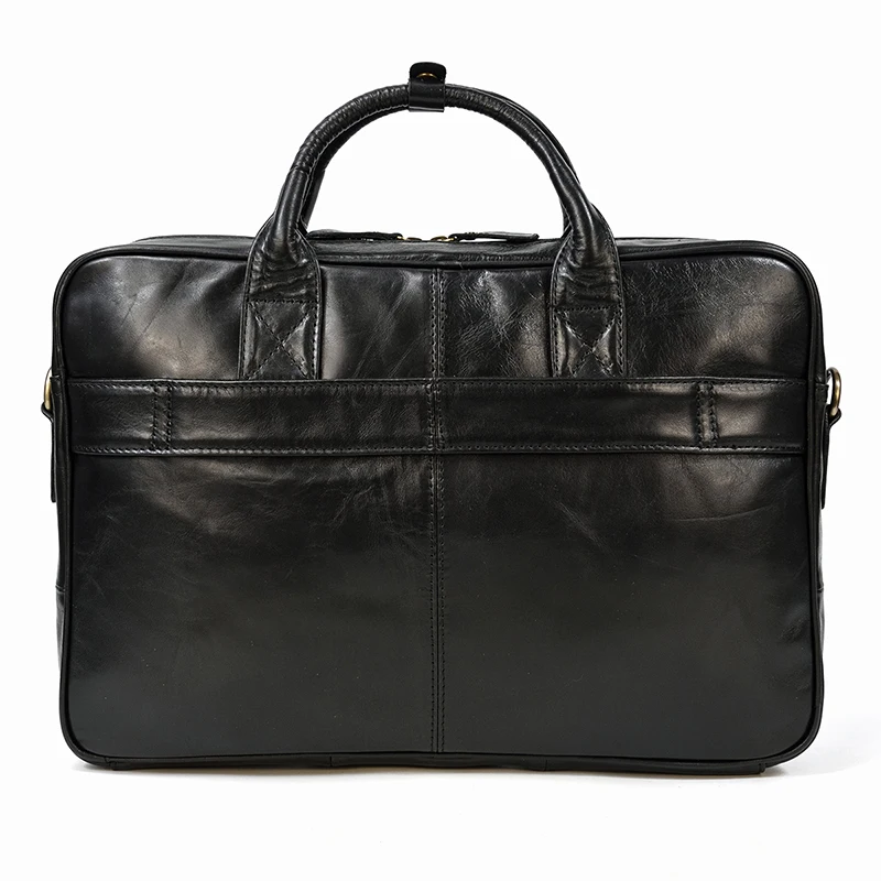 Men Briefcase Genuine Leather Laptop Bag 14 15.6" PC Doctor Lawyer Computer Bag Cowhide Male Briefcase Leather Men Business Bag