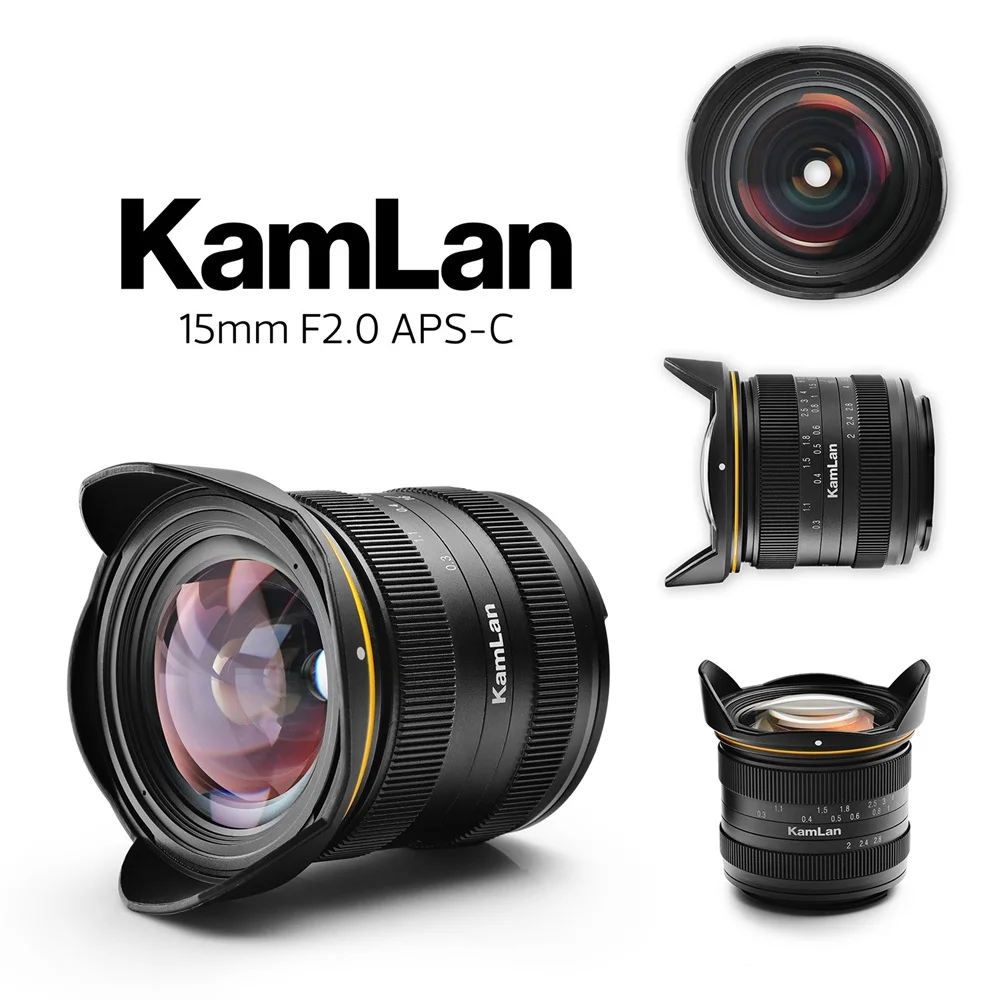 Kamlan 15mm F2.0 Aperture for Sony Mirrorless Camera APS-C Lens for Canon Black DSLR Cameras Fix-focus Manual Focus