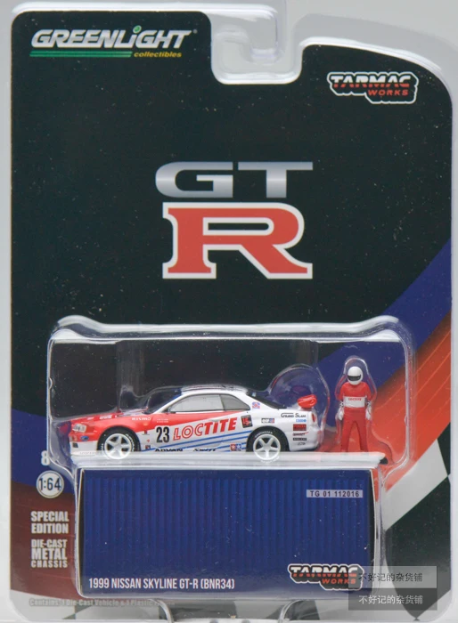 NEW GreenLight & Tarmac Works 1:64 1999 Skyline GT-R R34 #23 with doll Collection Metal Die-cast Simulation Model Cars Toys