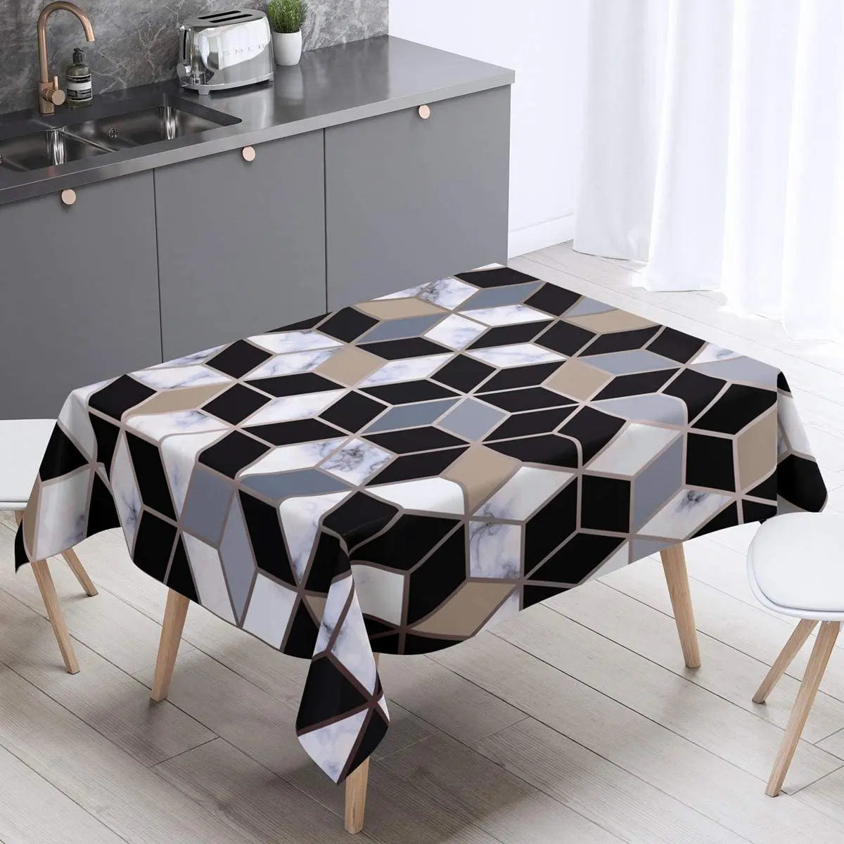 Marble Table Cloth Geometric Grid Stripes Tablecloths Modern Texture Design Table Cover