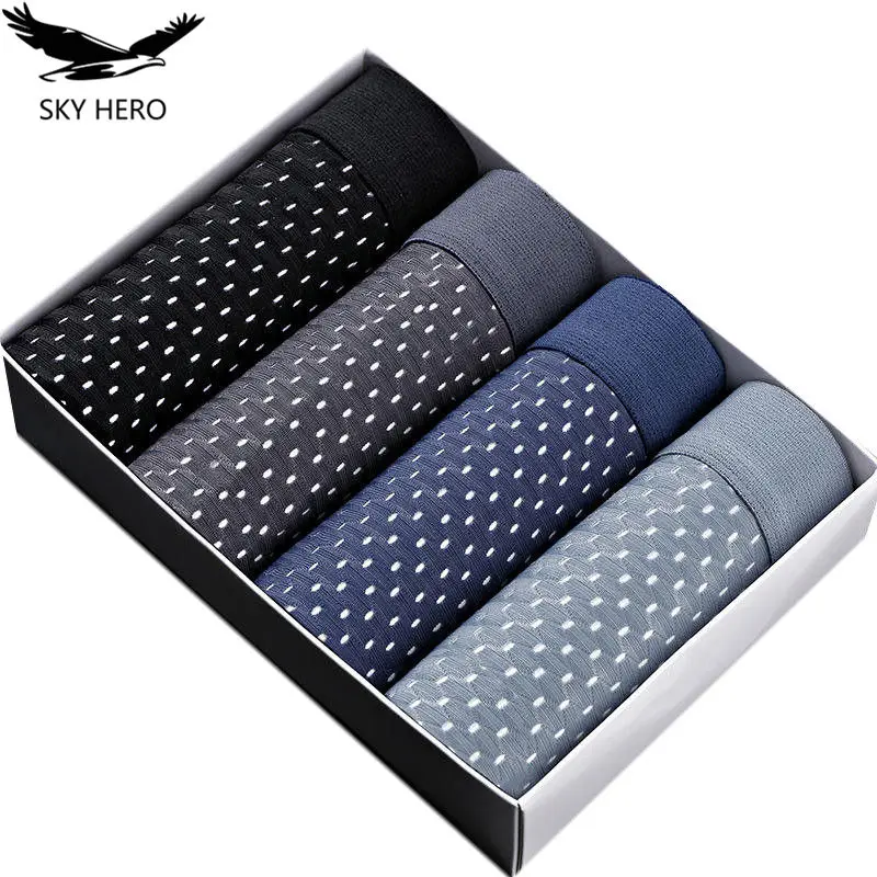 

4pcs/Lot L-7XL Large Size Men's Underwear Boxers Shorts Mesh Panties Clothing Male Sexy Transparent Underpants for Man