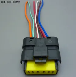 Worldgolden 6-pinowy/drożny wtyczka zaworu przepustnicy żeńskie wodoodporne złącze elektryczne z pigtailem dla Renault Peugeot Citroen