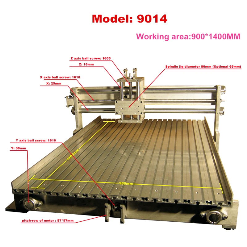 DIY Aluminum CNC Router Frame 900x1400mm Z Stroke 100mm 6090 Aluminum Frame Engraving Machine Lathe Bed CNC Kit