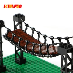 Building Blocks Imitation City Wood Grain Suspension Bridge MOC Jungle Scene DIY Assembly