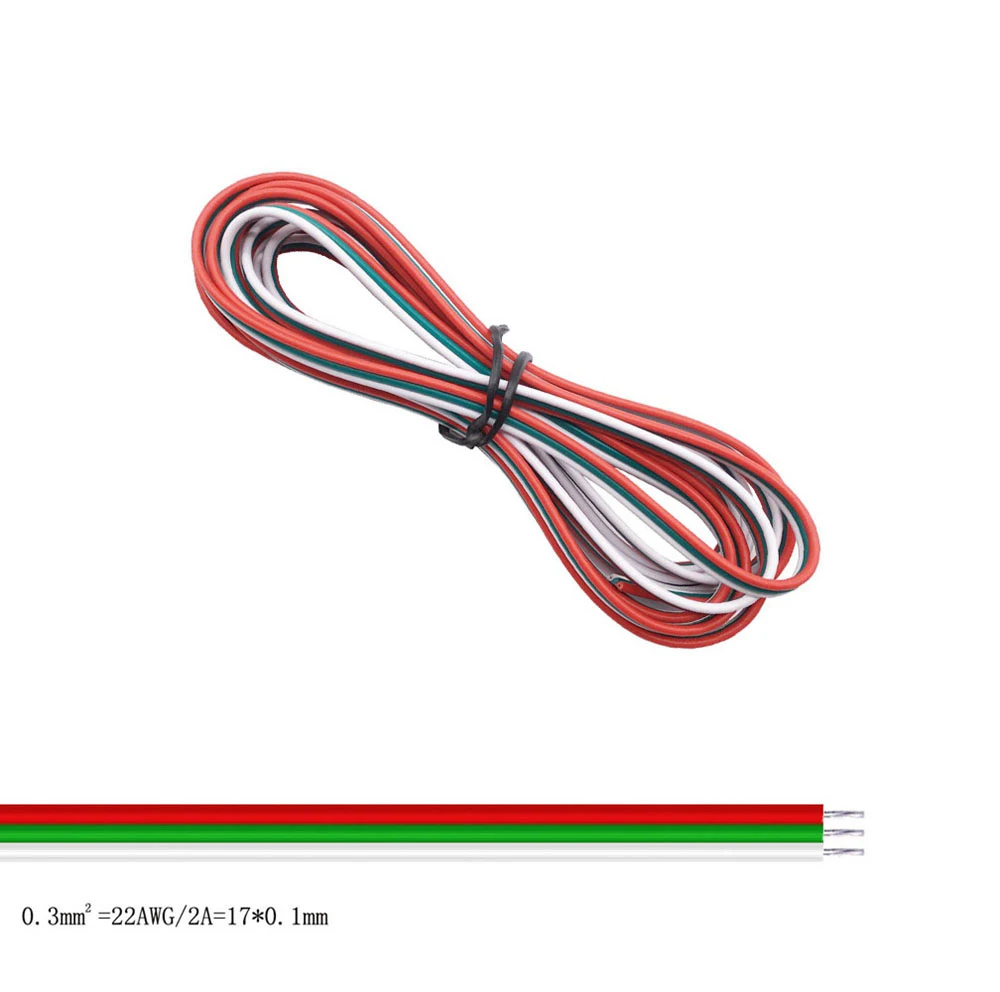 2/3/4/5/6Pin Led Strip Wire 22AWG 10m/20m/50m/100m Electrical Wire Red Black Cable For WS2812B WS2811 SK6812 5050 2835 5730