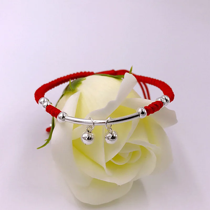 La Monada 14-22cm Double Bell Red Thread For Hand 925 Sterling Silver Bracelet Red String Rope Bracelets For Women Silver 925