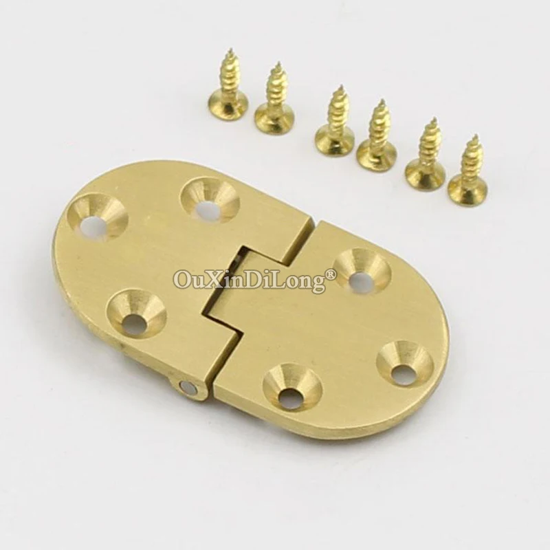 Brand New 2PCS Brass Butler Tray Hinges Round Edge Table Flap Hinges 90 Degree with Spring Card Folding Hinges + Screws