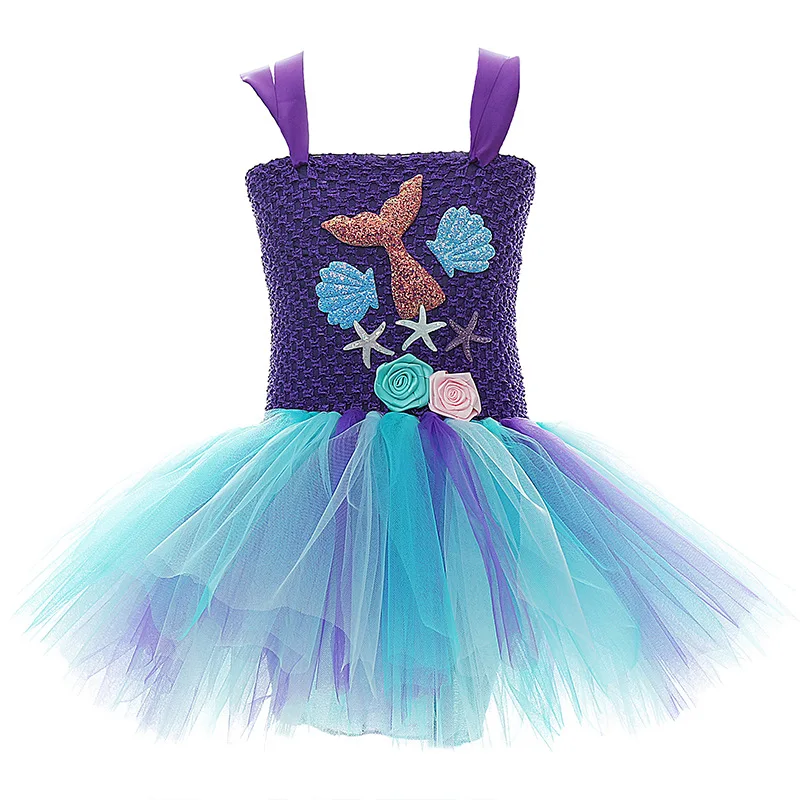 

Princess Girl Little Mermaid Fancy Tutu Dress Up Kids Photography Tulle Cosplay Princess Costume Girls Christmas Party Long Gown