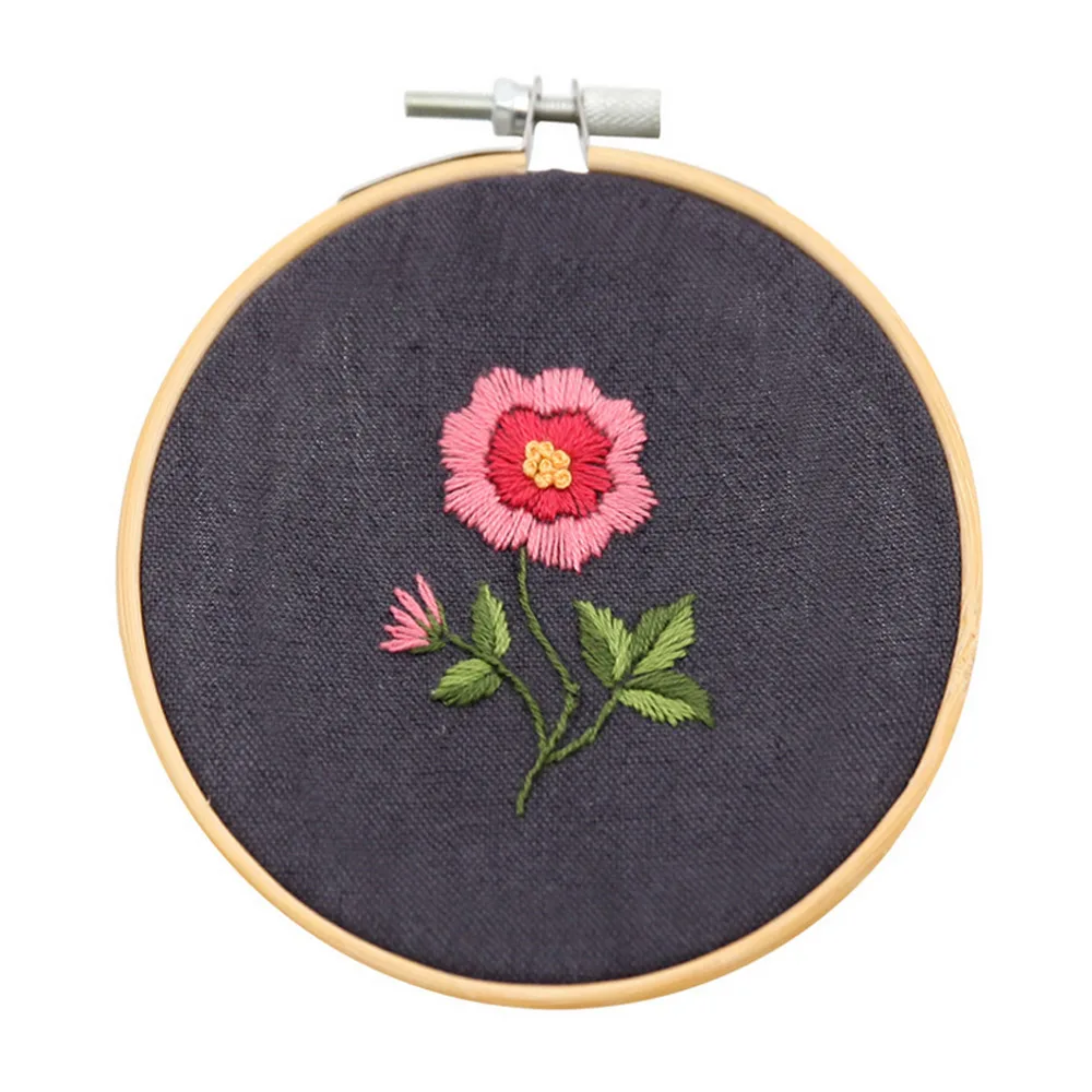 

Beginner Unfinished Embroidery Kit Flowers Plant DIY Embroidered Sewing Cross Stitch Set Hoop Thread Tools Package Home Decor