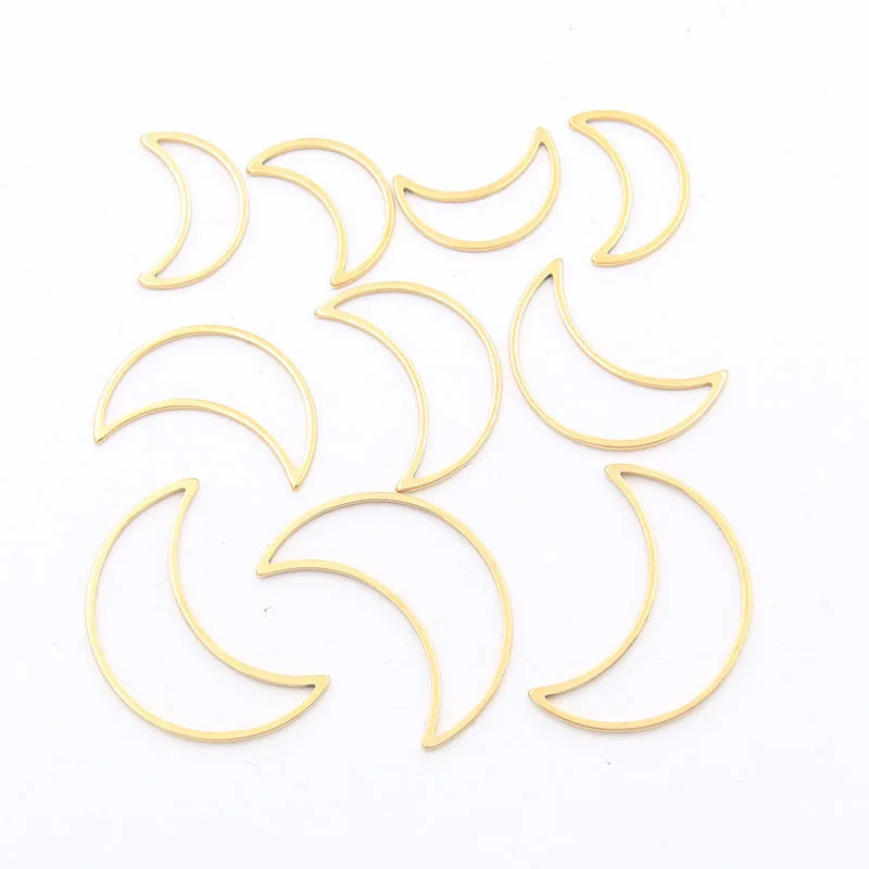 10pcs 3 Size Charm Moon Gold Stainless Steel Frame DIY Jewelry Material Found