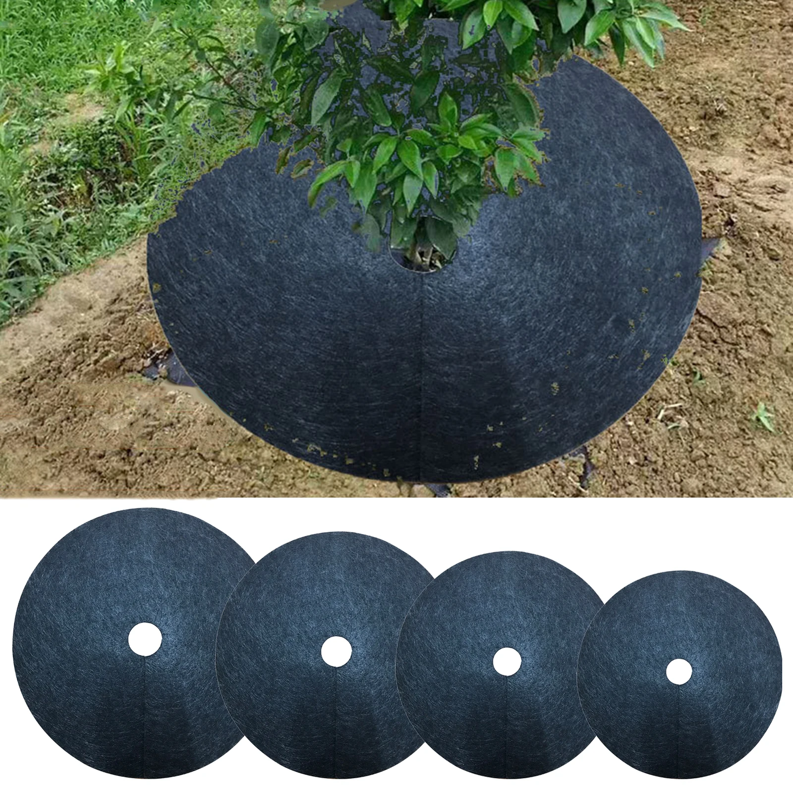 

Protection Mat Weeding Cloth 12pcs 15cm Diameter For Tree Plant Color: Black Made Of Nonwovens Material Covering Ring