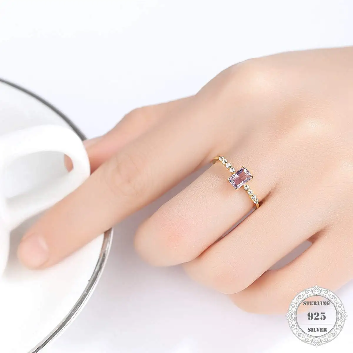 Band Ring Color Stone,18K-Brand New Thomas Style Glam Fashion Good Jewelry For Women 2020 Ts Gift In 925 Sterling Silver