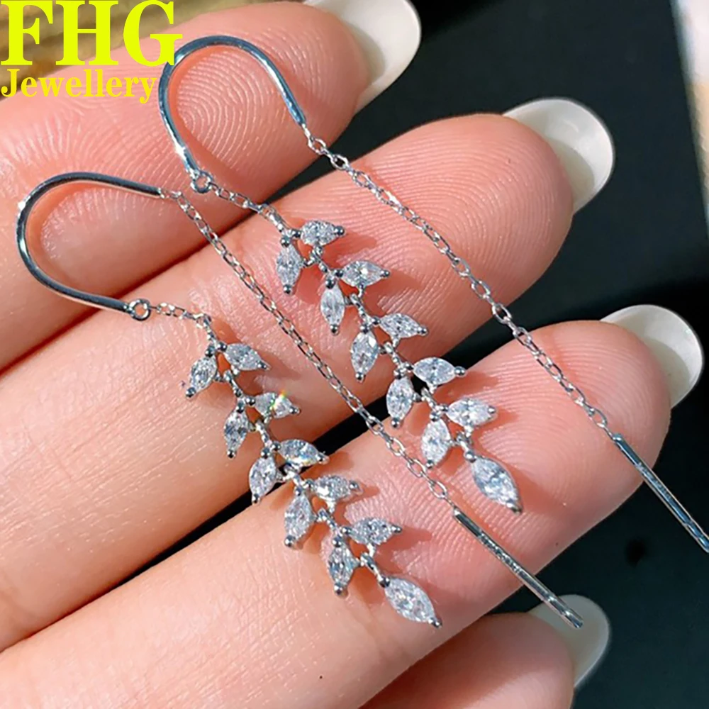 

18k Au750 White Gold Earrings Natural diamond0.7Carat tassels Earring Wedding Party Engagement Anniversary Fashion Elegant