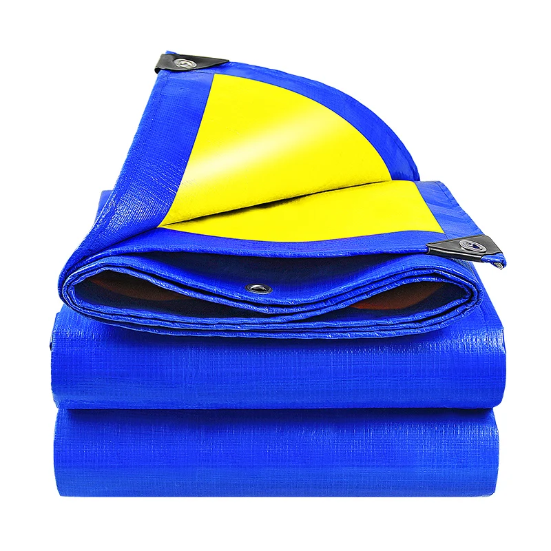 

PE Tarpaulin Rainproof Cloth Shade Sail Boat Truck Canopy Tarp Ground Sheet Camping Waterproof Cloth Pet House Cover Blue-Yellow