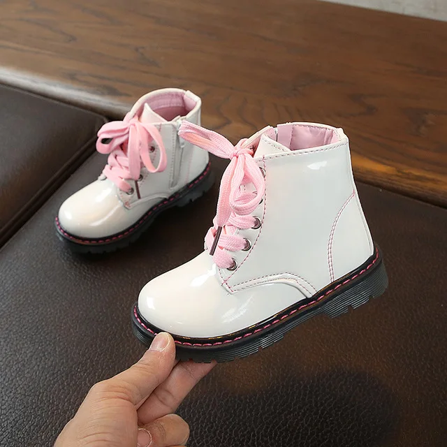 Fashion British Style Children Shoes for Boys Girls Spring Autumn PU Leather Lace Up Zipper Baby Kids Short Ankle Boots Shoes