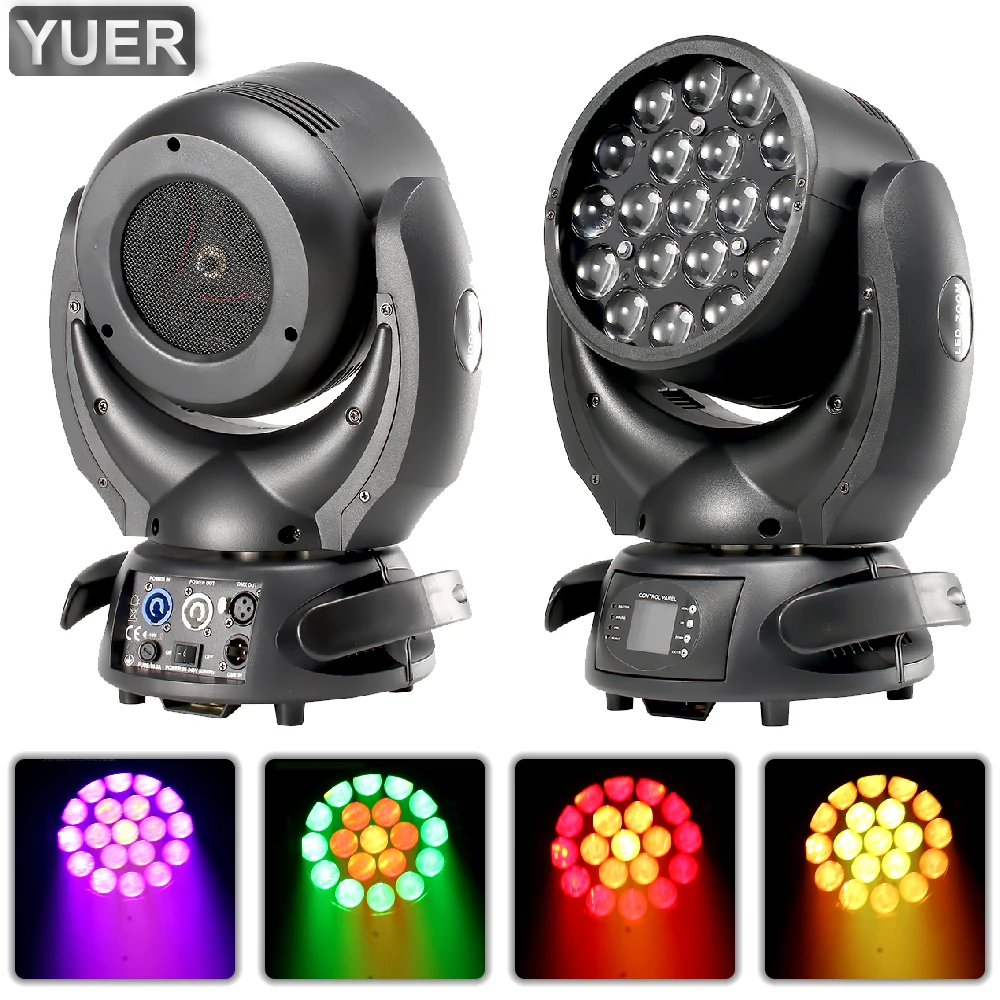 

19X15W RGBW 4IN1 LED Zoom Strobe Dyeing Beam Effect Moving Head Light DMX512 Stage DJ Disco Wedding Light Show Indoor Bar Club