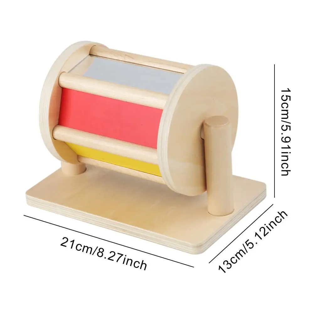 Tambor de arcoíris giratorio para bebé, juguete sensorial de desarrollo, sonajero rodante, juguete Montessori de madera para 6-12 meses