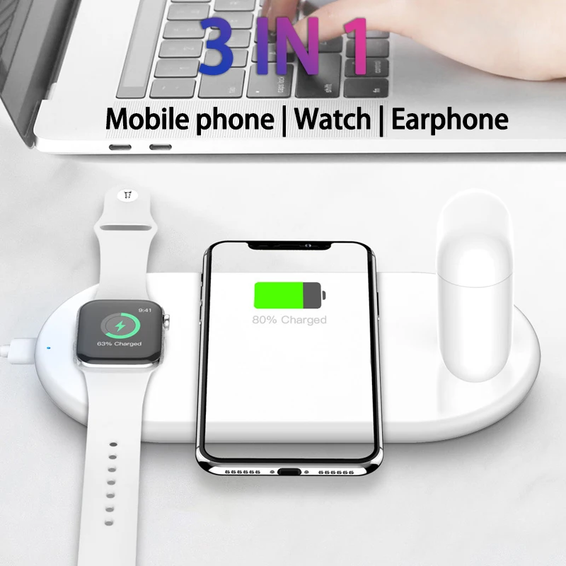 3 IN 1 Wireless Charger Pad For iPhone 13 Pro 12 11 Pro Max XS Xr Apple Watch Se 6 5 4 AirPods Pro Samsung Fast Charger Station