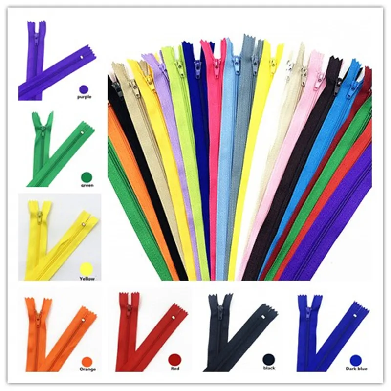 10pcs 20inch(50Cm) Nylon Coil Zippers for Tailor Sewing Crafts Nylon Zippers Bulk 20 Colors