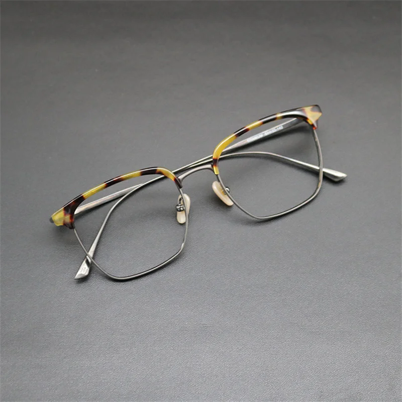 日本ブランドハンドメイド眼鏡チタンスクエア酢酸近視メガネ男性gafasフレーム処方眼鏡oculosデgrau