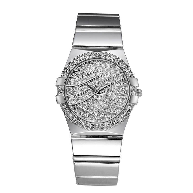 Full Cubic Zirconia Dial Bling Quartz Wristwatch Women Ladies Casual Brand Waterproof Watch Gold Silver Drop Shipping