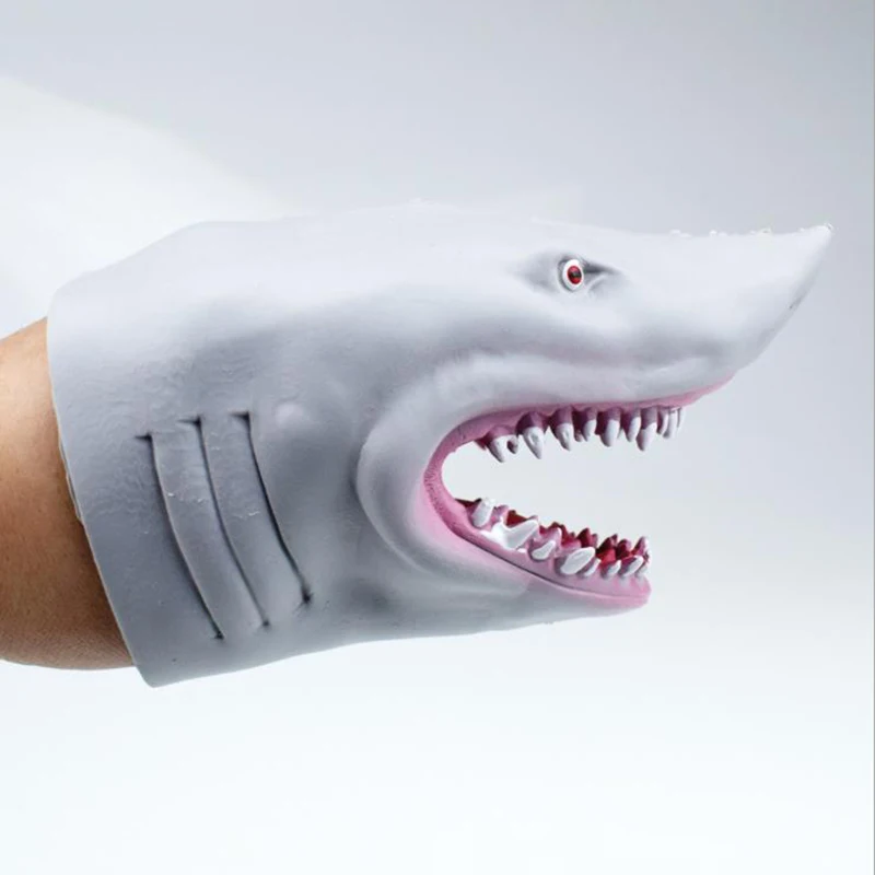 1 Pc Shark Hand Puppet TPR Gray Shark Hand Puppet Glove Telling Story Doll Props Kids Toy Model Gifts