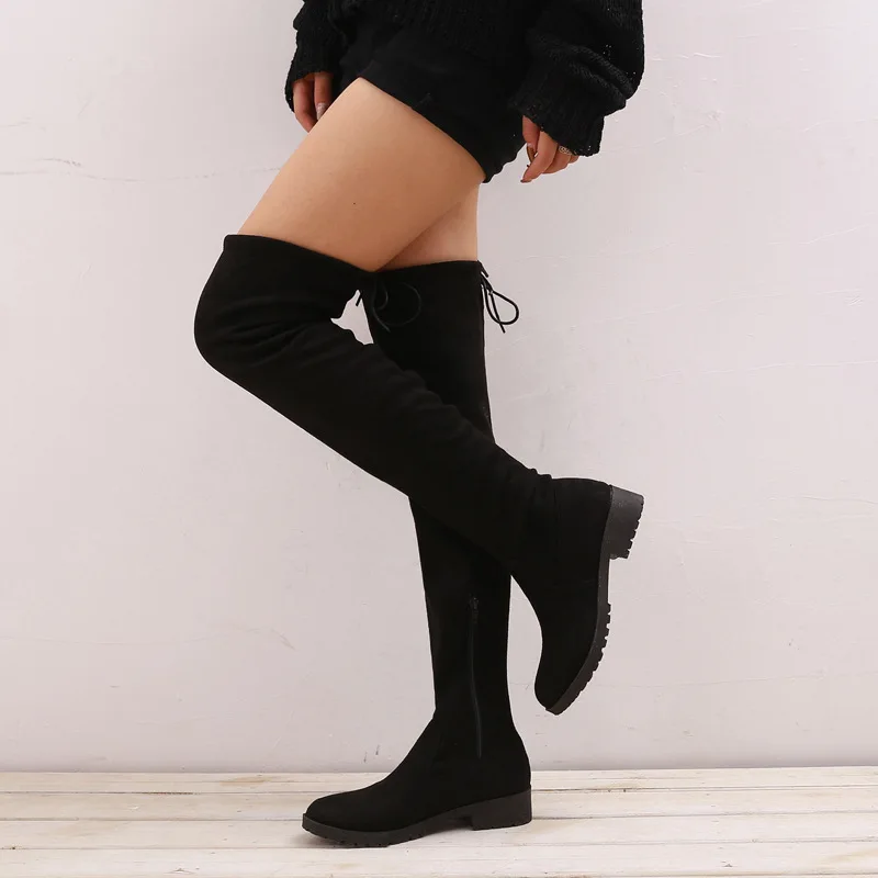 Fashion Women Boots Winter Over The Knee Heels Quality Suede Long Comfort Square Botines Mujer Thigh High Boots Women